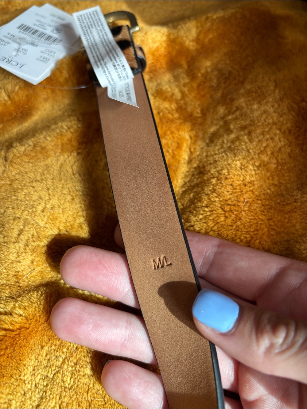 J. Crew Factory Leopard Print Leather Belt with Gold Buckle - Picture 5 of 10